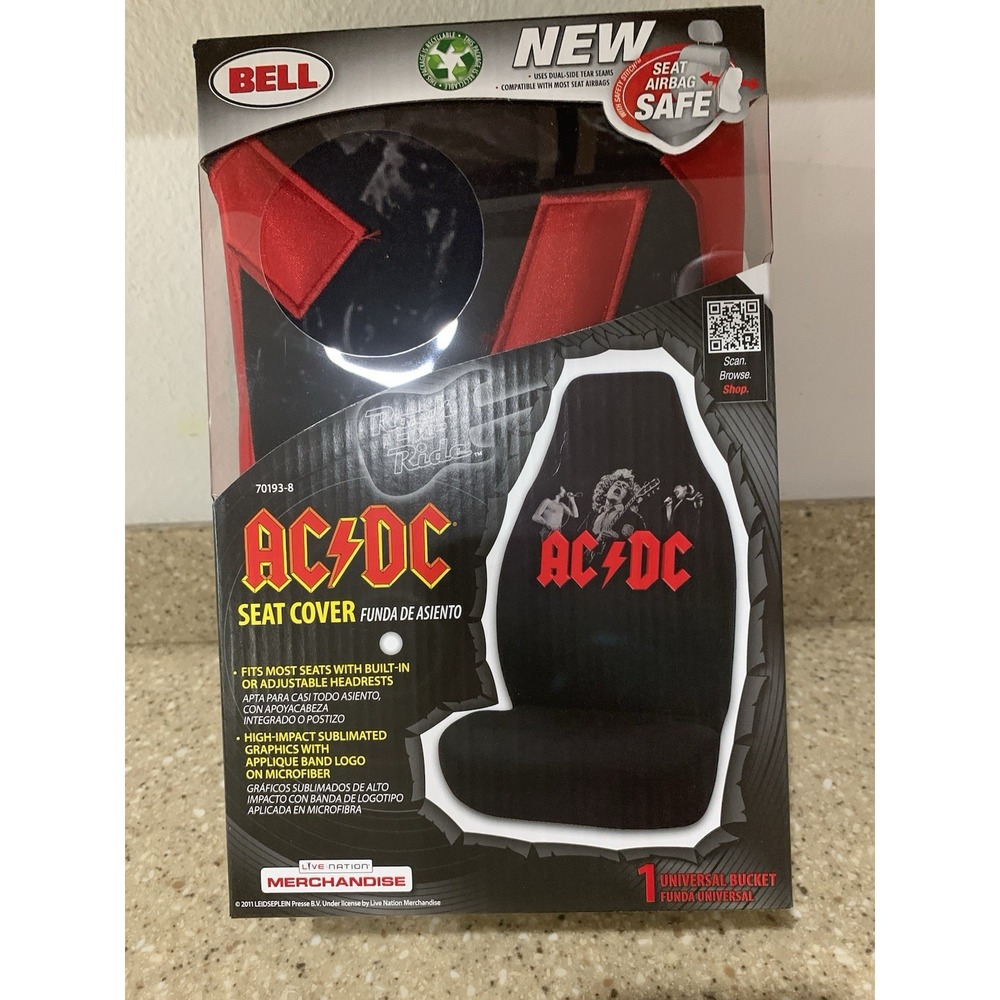 2011 Bell  Collectible AC/DC Rock n Ride Themed Universal Seat Cover NEW In Box